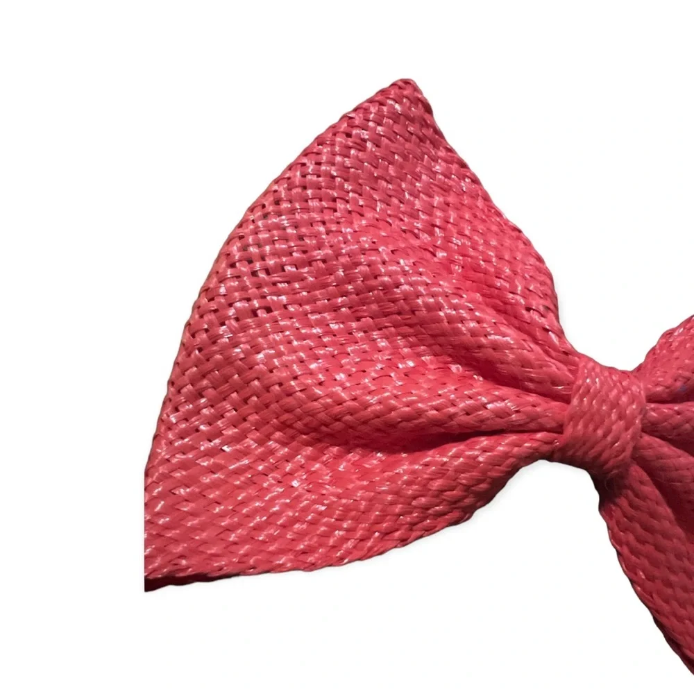 Vintage XL French Hair Bow,‎ Red with Orange Undertone, Handmade in France, 5.5”